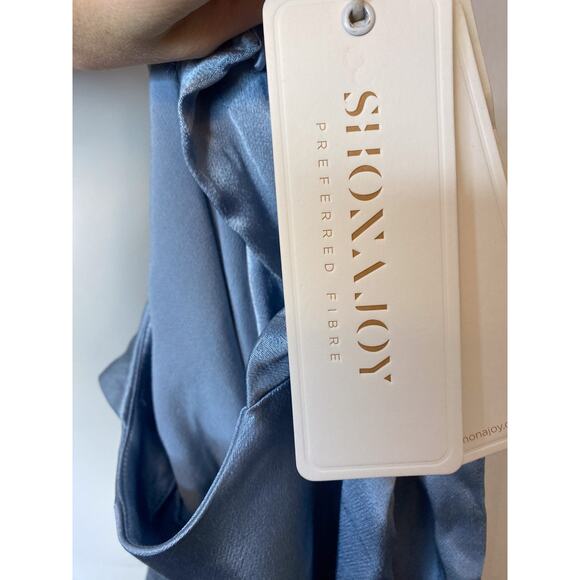 SHONA JOY La Lune Twist Front Cut Out Mini Dress Blue Silk Dress US 0 - Picture 9 of 10